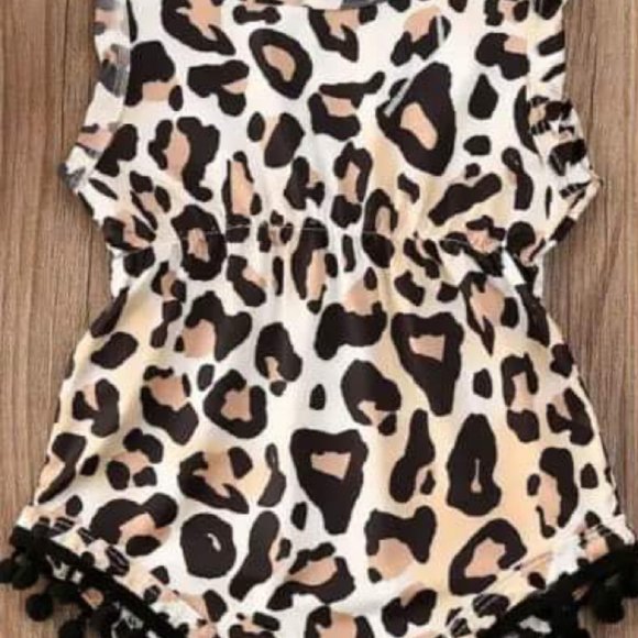 One Pieces New Girls Leopard Print Pom Pom Romper Poshmark